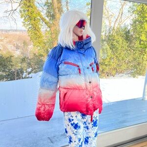 Jet Set JSX Vibrant Red And Blue Ski Puffer Jacket